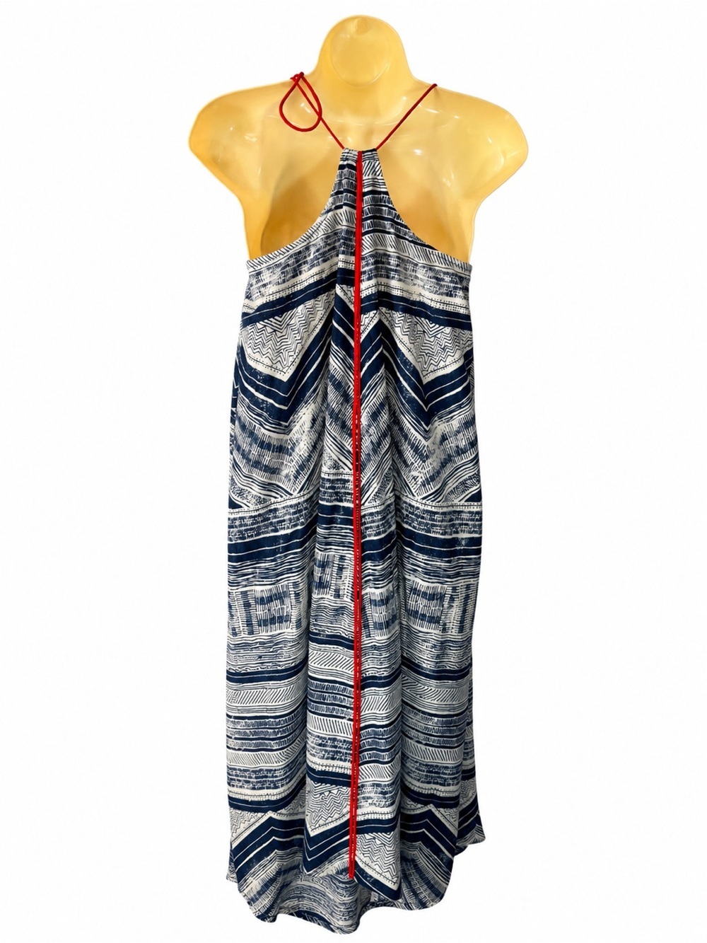 Akemi + Kin Anthropologie Riviera Halter Dress Small Boho Tassel Midi asymmetric - Picture 4 of 15